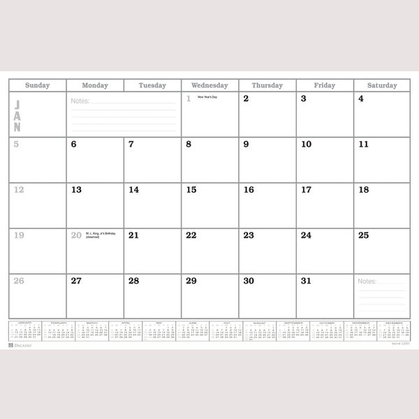 Dacasso Monthly Calendar Refill, 24.5 x 16, White (S2001)