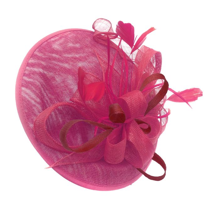 Caprilite Fuchsia and Burgundy Sinamay Big Disc Saucer Fascinator Hat for Women Weddings Headband