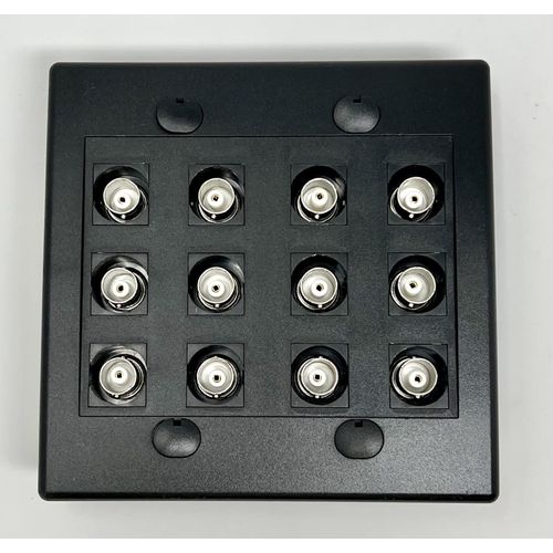 RiteAV 12 Port BNC Female/Female HD-SDI Jack Wall Plate - Black