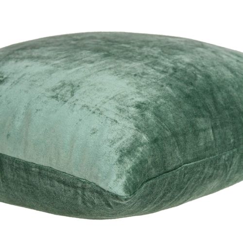 HomeRoots 50% Cotton, 50% Viscose 18" x 7" x 18" Transitional Green Solid Pillow Cover with Poly Insert