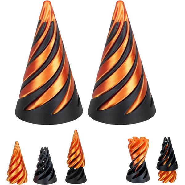 2Pcs Impossible Cone,Spiral Cone Fidget Toy 3D Printed Spiral Cone Pyramid Passthrough Sculpture,Mini Cone Funny Desktop Decoration for Home Office Desk Funny Desktop Decoration , Anxiety Relief