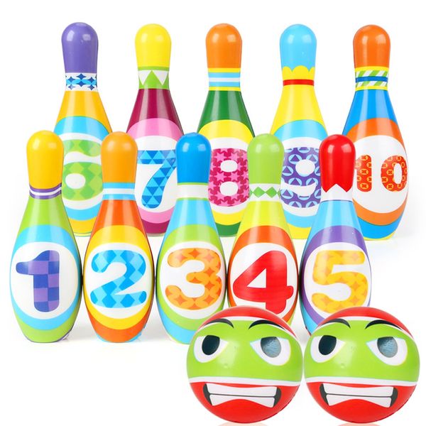 12 Stück Bowling Set Kinder, Kegelspiel für Kinder Spielzeug Bowling Set, Indoor und Outdoor Spielzeug mit 10 Kegel und 2 Bälle Geschenke Montessori Spiele Geschenke ab 3 Jahren Junge Mädchen