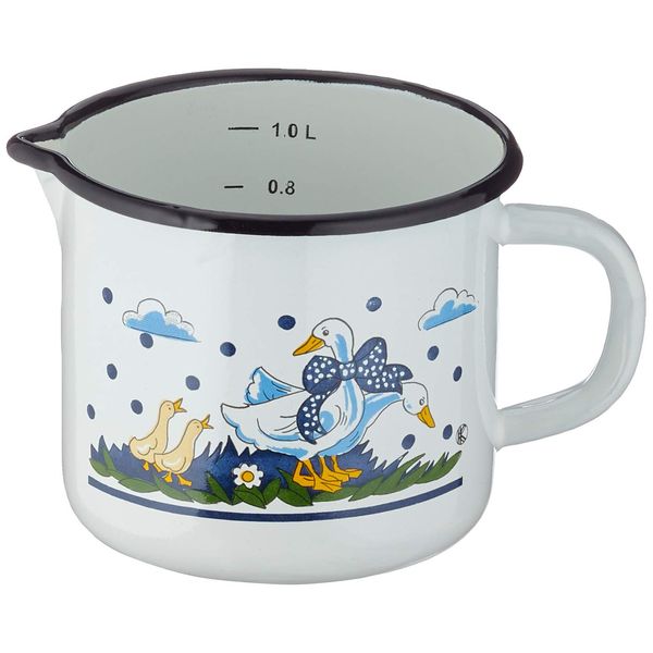 Krüger Milchtopf Gänseglück 12 cm, Emaille, Mehrfarbig