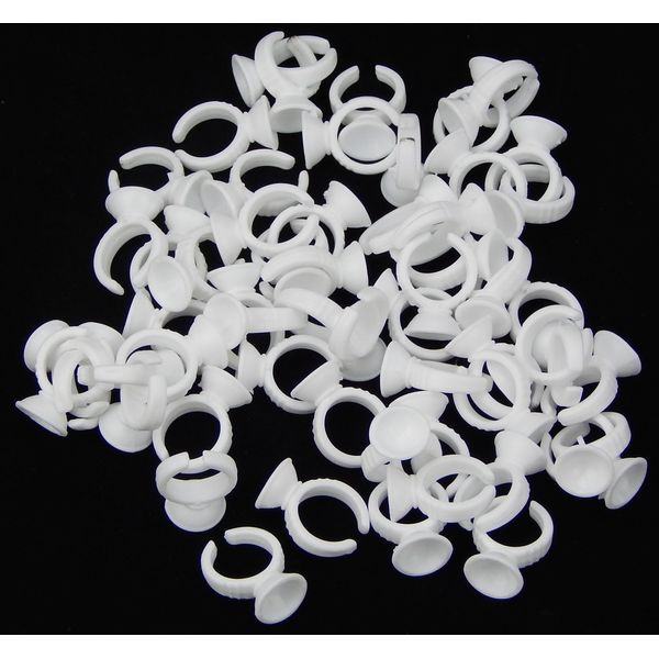 100pcs Disposable Plastic Glue Holders Rings Eyelash Extensions Kit Beauty Tools