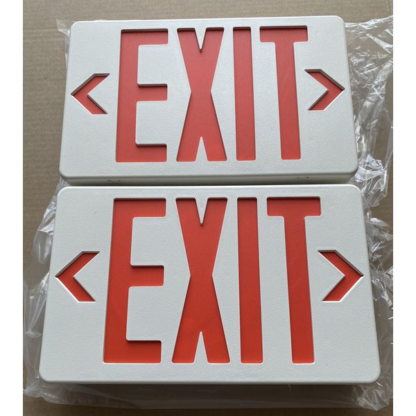 2PK TCP Energy Efficient Compact Exit Sign Red LED 22742 AC Only Universal Mount