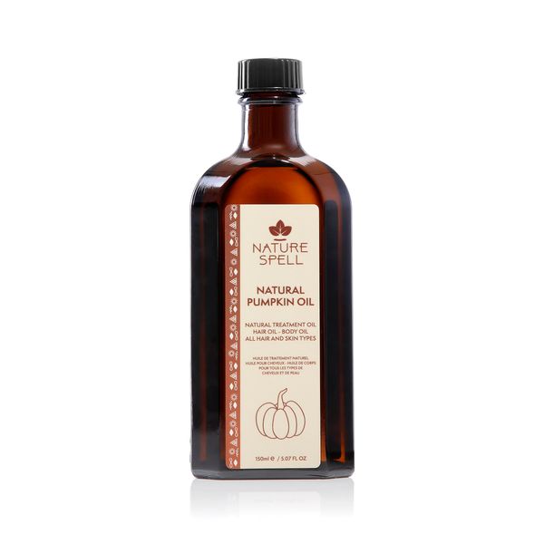 Nature Spell Pumpkin Hair Oil 150ml, Hair Growth Oil, Natural Hair Treatment Oil & Body Oil, Suitable for All Hair Types, Made In The UK