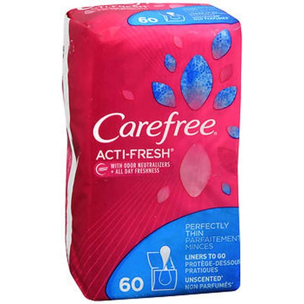 Carefree Acti-Fresh Body Shape Pantiliners Thin to Go Unscented - 60 Liners, Pack of 3