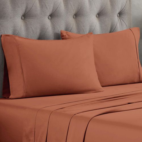 Superior Egyptian Cotton 300 Thread Count Pillowcase Set, Luxury Sateen Weave, 2 Pack, Lightweight, Bed Essentials, Guest Bedroom Pillow Covers, Soft Pillowcases, Bedding Basics, King Size, Pumpkin