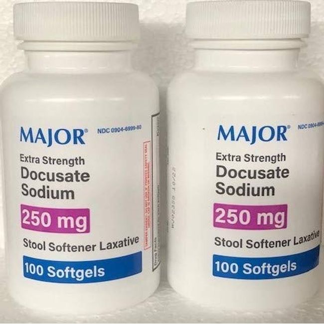 2 Pack Docusate Sodium 250mg Major Stool Softener Laxative Softgels.