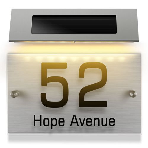 Angoily Solar Address LED House Number Light Doorplate Lamp Address Lighted Up Outdoor Plaque for Home House Street As Shown