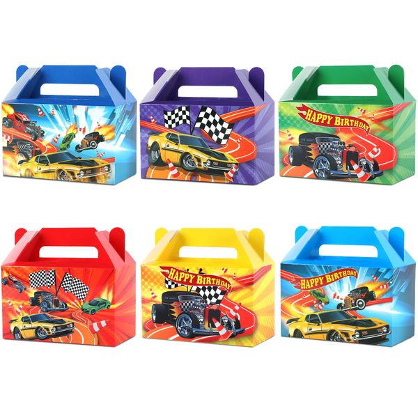 12Pcs Race Car Party Treat Boxes Hot Car Gift Box Birthday Party Supplies Wheels Wild Goodie Gift Boxes Race Car Party Favor Box for Kid Boy Wheels Car Birthday Baby Shower Game Party Decoration