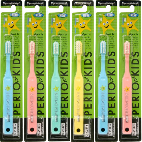 Dr. Collins Perio Toothbrush for Kids, Blue, 6 Count