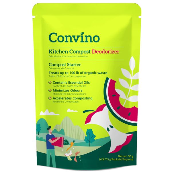 Convino: A Compost Starter/Accelerator Which Help to Reduce Kitchen Waste Odor and Convert Yard Waste to Fertile Humus for All Composting Systems. Comes in 1 Package That Contains 4 Packets Inside