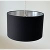 Black Cotton Brushed Silver Drum Lampshade