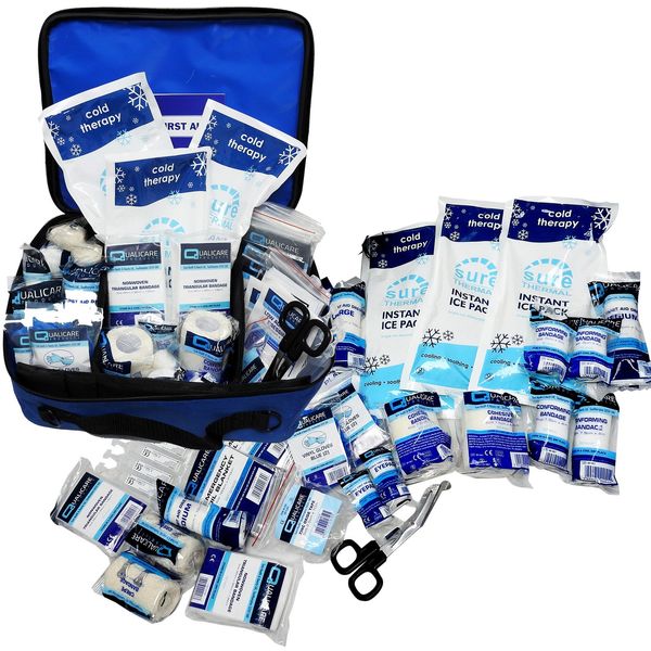 Qualicare School Kids Childrens Sports Day Outdoor Emergency First Aid Kit Bag + Refill Pack