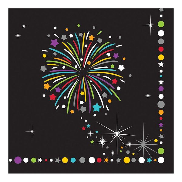 Creative Converting Paper Beverage Napkins, Fireworks Celebration Sparkle, 16-Count