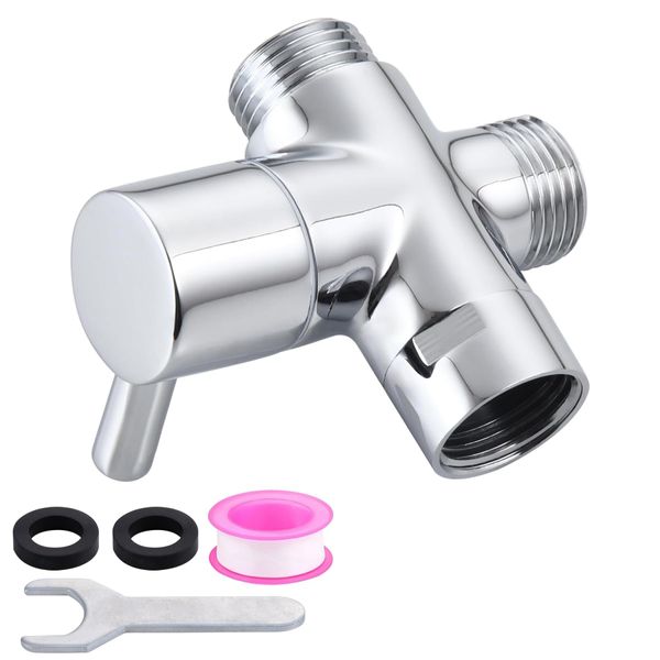 Carvedexquisitely Shower Head Diverter Valve,Three-Way Solid Brass Diverter Valve Used For Hand Shower And Fixed Sprinkler,Water Flow Control Diverter Valve G1/2