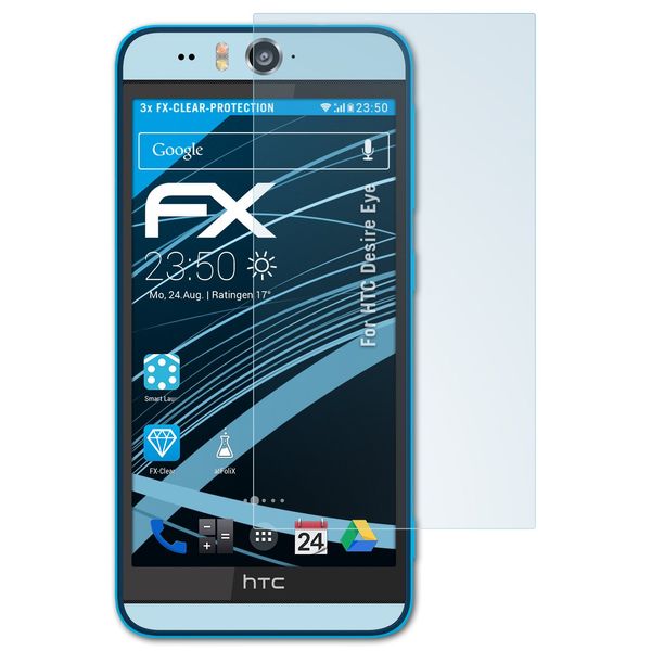 atFoliX Schutzfolie kompatibel mit HTC Desire Eye Folie, ultraklare FX Displayschutzfolie (3X)