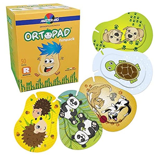 Ortopad® Bamboo Fun Pack Eye Patches, 50/Box (Regular Size, 4+ yrs) Hedgehog Pack