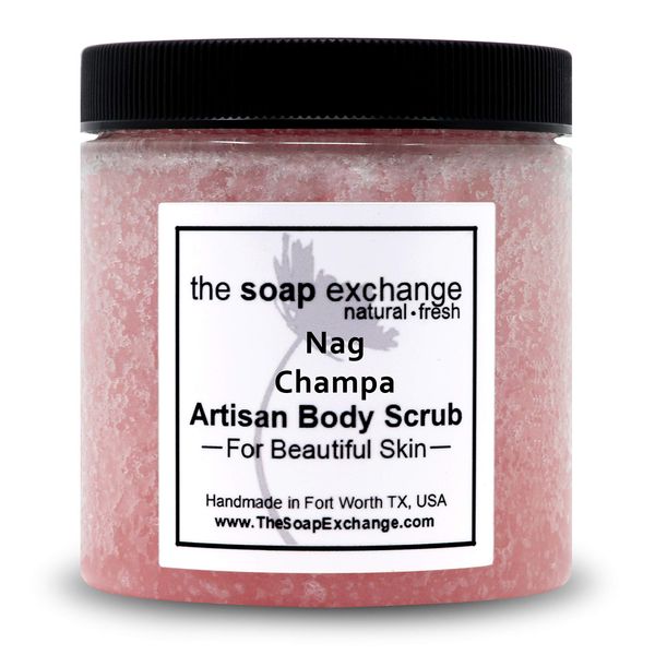 The Soap Exchange Sugar Body Scrub - Nag Champa Scent - Hand Crafted 16 fl oz / 480 ml Natural Artisan Skin Care, Shea Butter, Exfoliate, Moisturize, & Protect. Made in the USA.