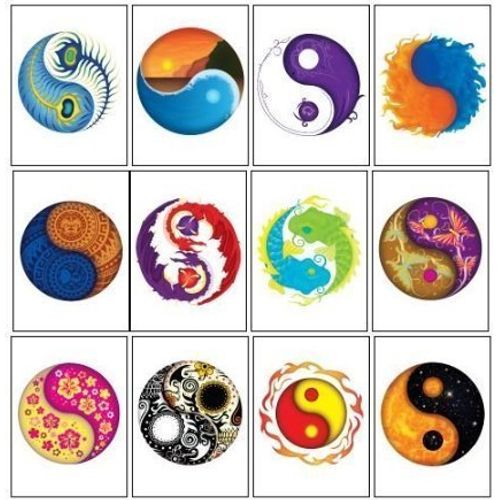 Ying Yang Temporary Tattoos - Set of 12