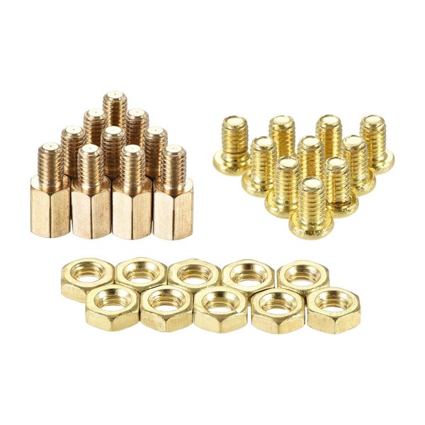 uxcell Standoff M4 Hex Brass Standoff Spacer 8mm+6mm Male to Female Screw Pillar Screw Nut Kit for PCB Motherboard Computer Circuit Board 10 Sets