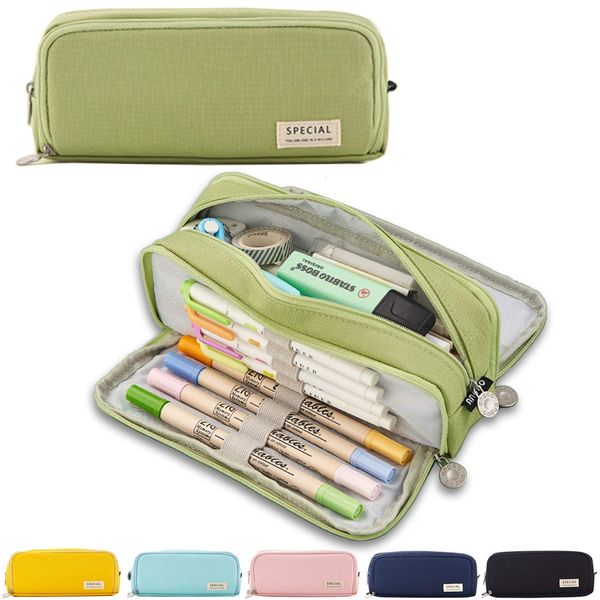 X SIM FITNESSX Federmäppchen Federtaschen Teenager Mädchen Mäppchen Etui Stifte 3 Fach, Große Kapazität Pencil Case für Schule & Büro (Helle Grün)