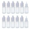 10ml/0.34oz Transparent Plastic Refillable Empty Dropping Refueling Bottles Eye Liquid Squeezable Dropper Vials Sample Packing Storage Holder Container with White Screw Cap And Removable Plug (50)