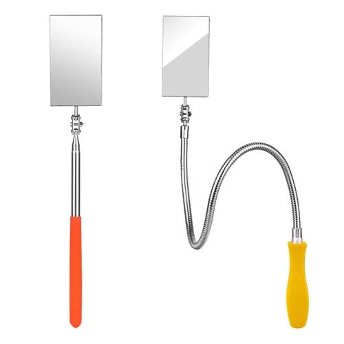 Telescoping Inspection Mirror, Flexible Square Inspection Mirror 360 Swivel with Extended Handle & Bendable Square Mirror for Extra Viewing Dead Angle, Line of Sight Obstacle Area Mechanic Gifts