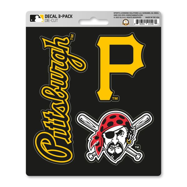 FANMATS 39346 Pittsburgh Pirates Decal 3-pk