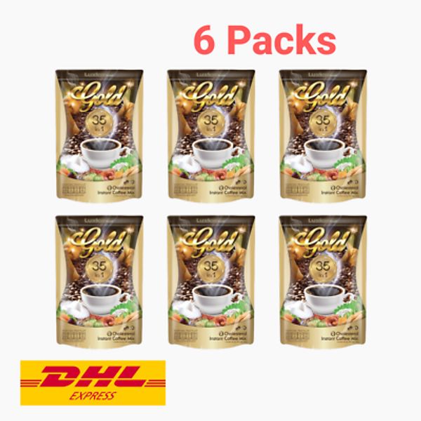 6x Luxica Gold Instant Coffee Mix 35 in 1 Herbal for Health No Sugar Natural