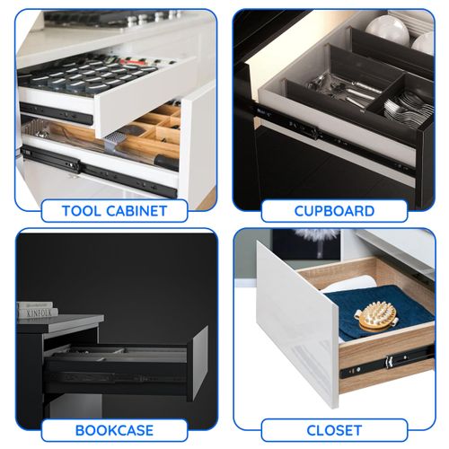 20 Inch Drawer Slides, Soft Self Close Full Extension Ball Bearing Drawer Slides, 3 Fold Full Stretch Side Mount for Custom Storage for Large Items, Extra-Deep Drawers (1 Pair-Black)