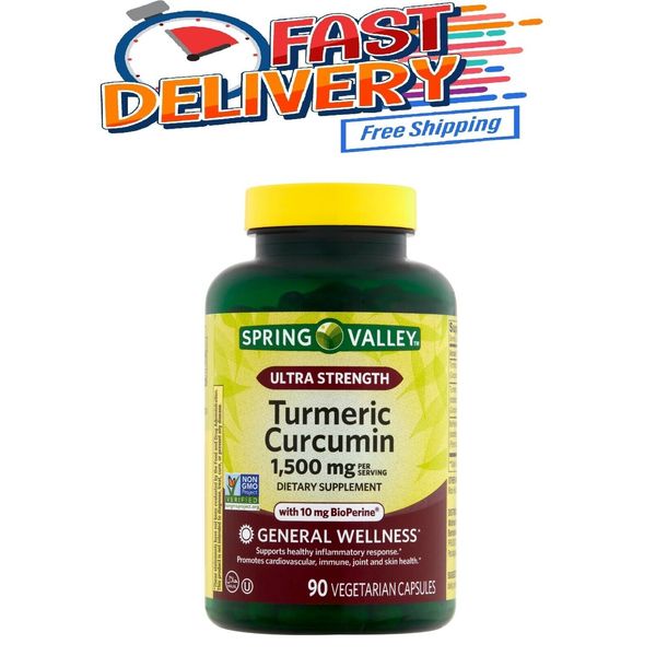 Spring Valley Ultra Strength Turmeric Curcumin Dietary Supplement 1,500 mg 90 Ct