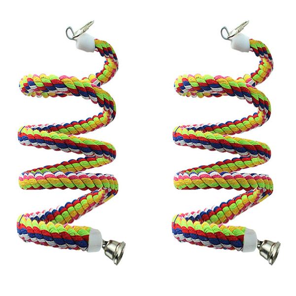 2pcs 63in Bird Perch Rope Bungee Bird Toy Pure Natural Parrot Toy Cage Parrot Chewing Toy