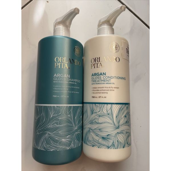 2x Orlando Pita ARGAN GLOSS SHAMPOO & CONDITIONING TREATMENT 27oz