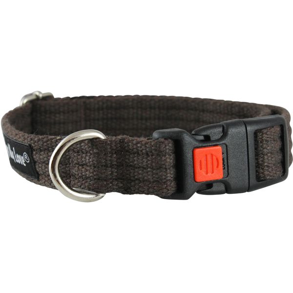 Cotton Web Adjustable Dog Collar with Locking Device 4 Sizes Black (Medium: Neck: 14"-19"; Width: 3/4")