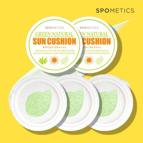 Spometics Green Natural Big Sun Cushion 5ea (2 products + 3 refills)