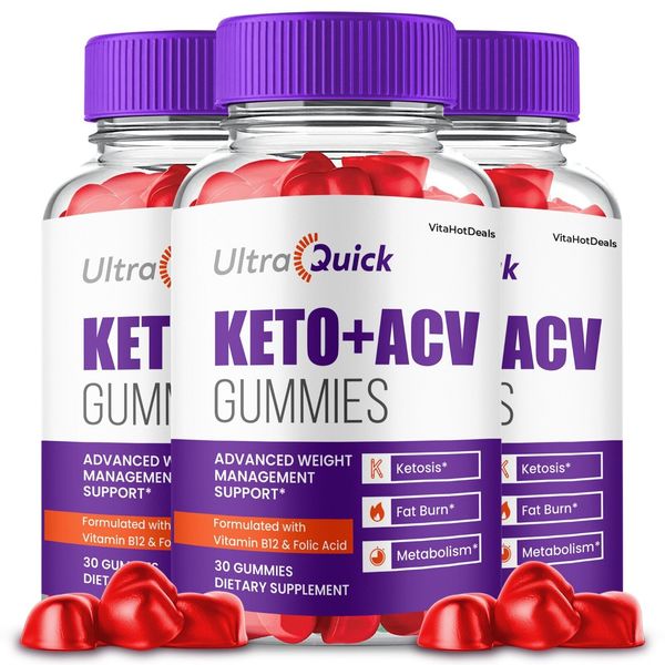 Ultra Quick Keto ACV Gummies, Max Strength Official, Dietary Supplement (3 Pack)