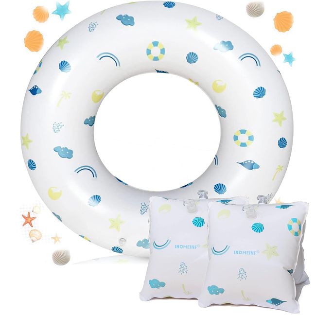 Water Play Set, 31.5 inches (80 cm), Swim Ring + Arm Ring, Kids, Float, Arm Helper, Both Arms, Summer Vacation, Outdoors, Ocean, Pool, Children, Exquisite, Float, Girls, Boys, 31.5 inches (80 cm), For Ages 6 and Up