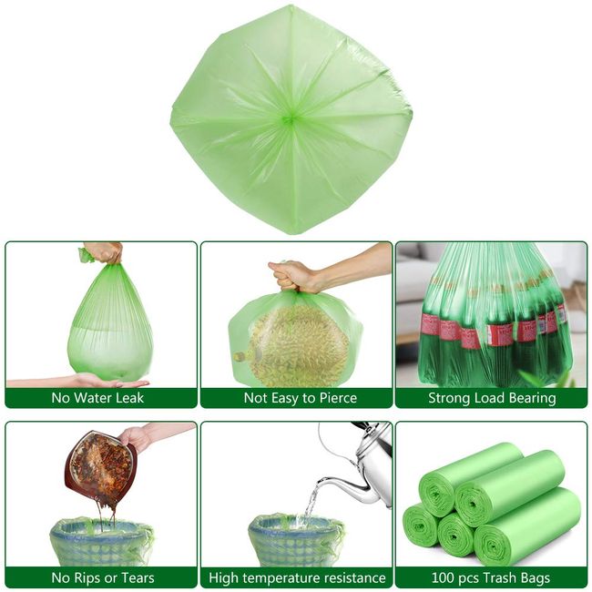 100 Pcs 4 Gallon Trash Bags with Handles Bathroom Waste Basket Garbage Bags