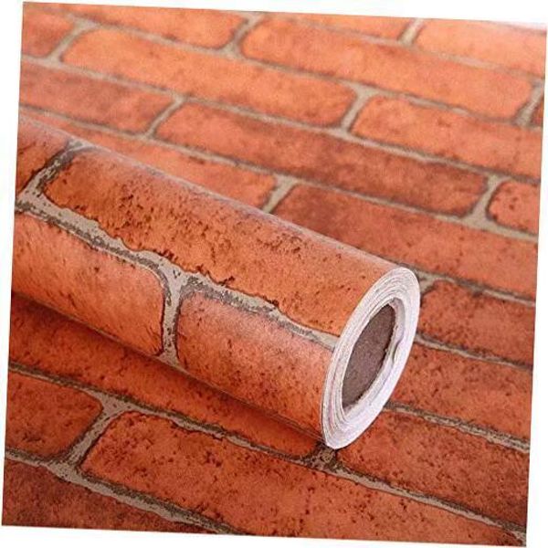 17.7" X 393" Decorative Wallpaper Self-Adhesive 17.71" x 32.8ft Red Brick