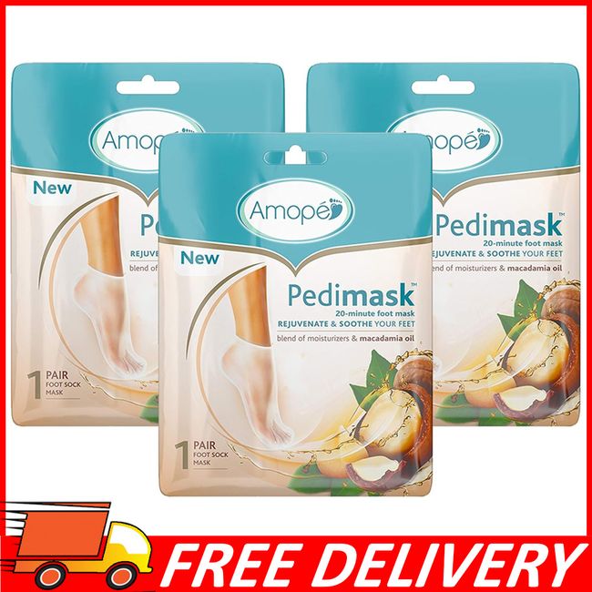 3prs Amopé Pedi Mask 20-Minute Foot Mask, Intensely Moisturizing Socks Self-Care