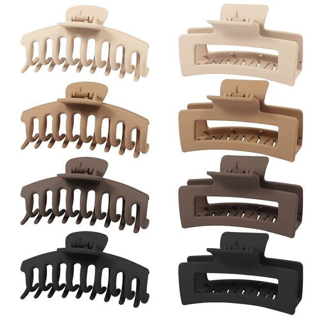 Zou.Rena haarspangen damen Dickes Haar, haarklammer groß 11cm, haarspangen mädchen claw clip haar klammern set 8 Stück Box Verpackung(neutral)