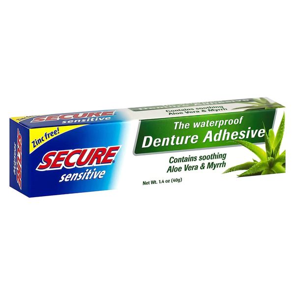 Secure Sensitive Denture Adhesive Waterproof 1.4 oz