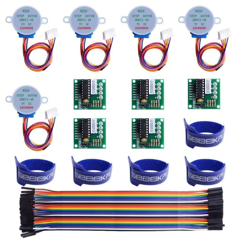 GeeekPi 5 Pack Geared Stepper Motor 28BYJ-48 5V Stepper Motor + Uln2003 ...
