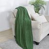 BOURINA Textured Solid Soft Sofa Throw Couch Cover Knitted Decorative Blanket, Dark Green, 152x203cm