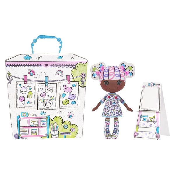 Lalaloopsy™ Color Me™ Doll - Penny Dots 'N' Blots™, 13" Artist Soft Doll + Pet Cheetah, Washable Markers, Removable Fashions, Reusable Playset, Easel & Canvases - Draw, Color, Wash & Repeat