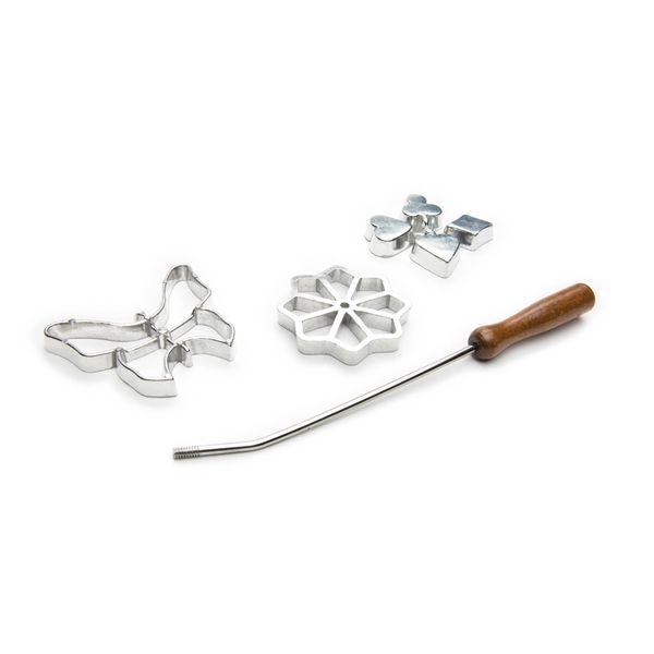 Fox Run Rosette Iron Set With Handle, Cast-Aluminum, Butterfly, Flower, and Card Suits