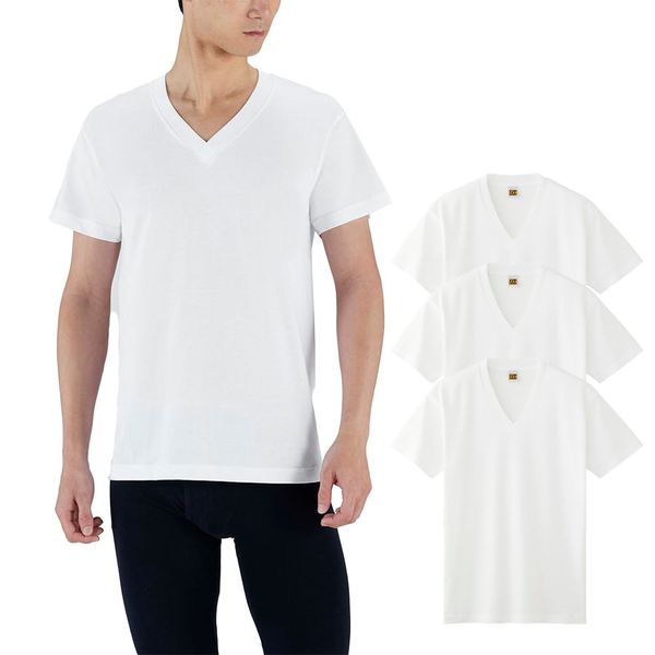 GUNZE G.T. HAWKIN HK15153 Men's Inner Shirt, V-Neck T-Shirt, 3-piece Set - Inner shirt wht