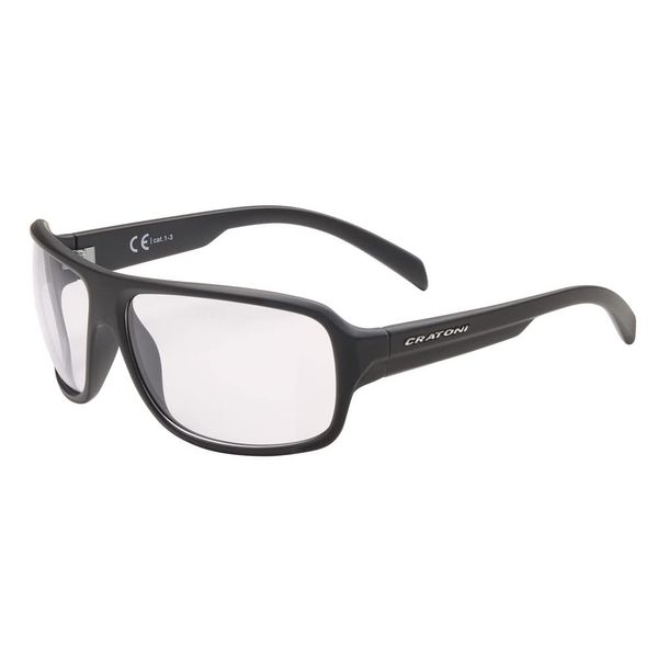 Cratoni C-ICE NXT Photochromic Fahrradbrille Sportbrille Sonnenbrille 100% UV Schutz (schwarz-klar)